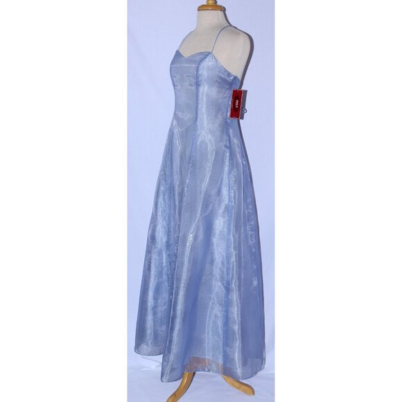 Poly USA #2264 Long Organza Formal Evening or Prom Gown-Size M-PERIWINKLE BLUE - Picture 3 of 7